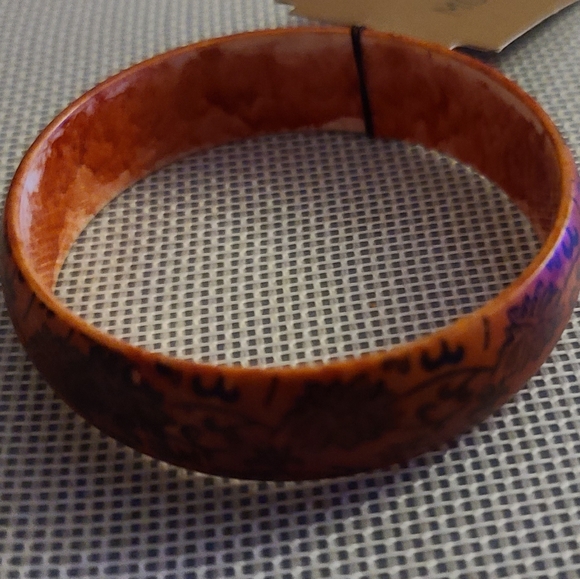 Monet flower pattern bangle bracelet - Picture 4 of 4